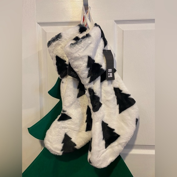 Rachel Zoe  Holiday  Bnwt Rachel Zoe Black Christmas Tree Faux Fur Stockings  Poshmark